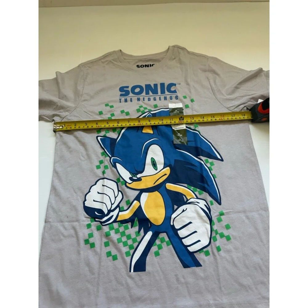 Sonic The Hedgehog Kids XL 14-16 Gray Graphic T Shirt Short Sleeve NWT